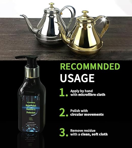 Metal Polish and Cleaner Cream Forsilverware Copper Brass and Brasso Tarnish Remover Jewelry Sterling Silver Chrome Aluminum Stainless Steel Scratch Composition Easily Restores and Protects