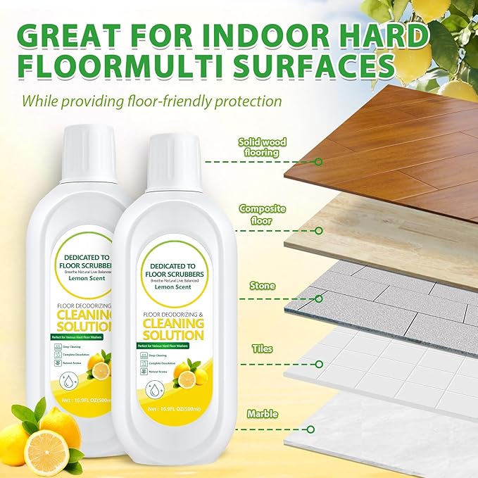 Floor Cleaning Solution Compatible with Tineco – Lemon Floor Cleaner – Long-Lasting, Zesty Scent – For All Cordless Wet/Dry Vacuum Mop Cleaner & Robot Vacuums with Mopping (2 Bottle)