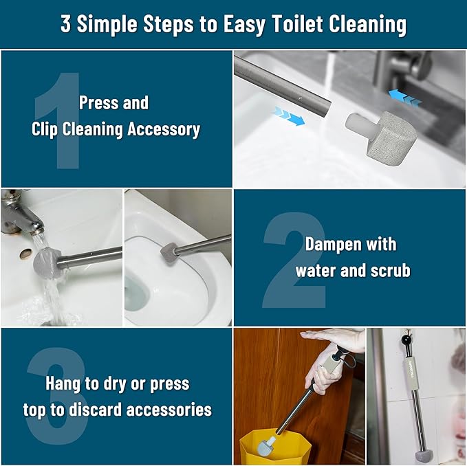 Pumice Stone Toilet Bowl Cleaner,16.7Inch Toilet Pumice Stone with Handle Cleans Hard Water Ring Calcium Buildup&Stains for Toilet Bath Kitchen Household Cleaning (MTS-Grey)