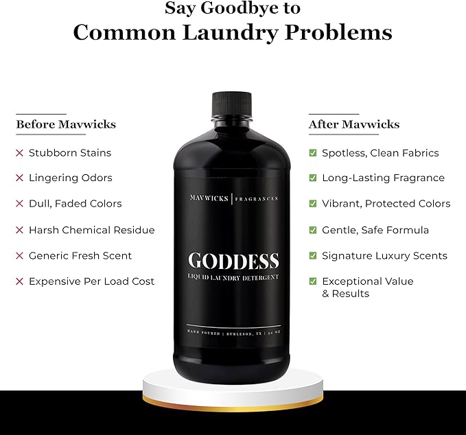 Laundry Liquid Detergent (Goddess) - 32 Oz Laundry Perfume Bottle for Men & Women, Stain & Odor Remover, Deep Clean, Long-Lasting Fragrance and Freshness for All Fabrics