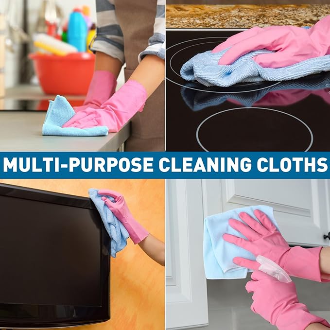 Microfiber Towels Bulk-400 Pack, Cleaning Cloths, Microfiber Towels for Cars, Cleaning Rags 5 Colors Assorted (11.5x11.5 inches)