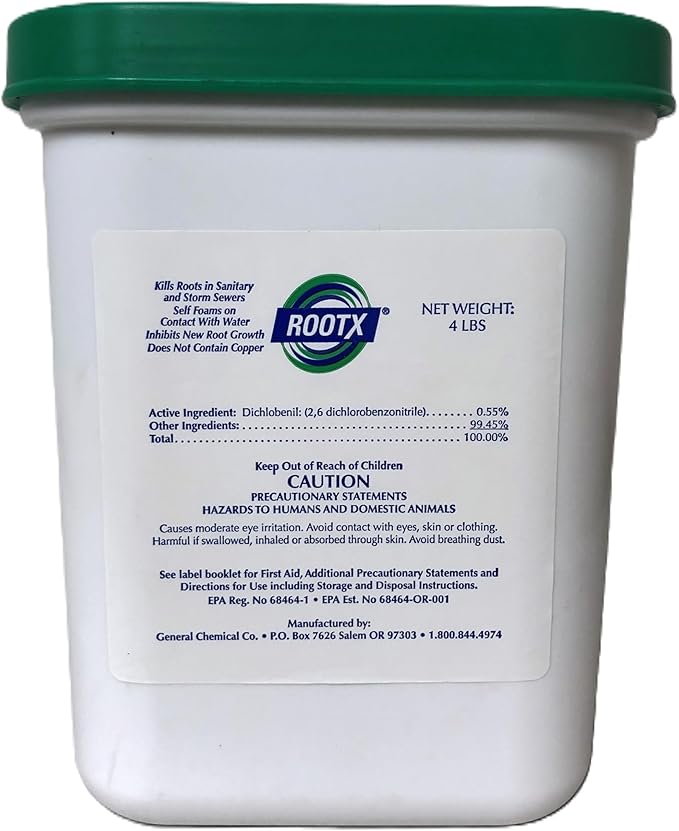 ROOTX - 4LB. JAR with Funnel/APPLICATOR Foaming Root Control for Sewer Lines and Septic Systems