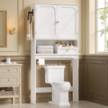 Over The Toilet Storage Cabinet with Adjustable Shelves & 2 Doors, Bathroom Storage Cabinet with One 4-Section Drawer, Towel Holder & Toilet Paper Holder for Bathroom, Laundry Room