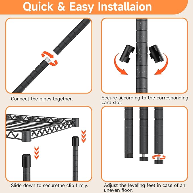 M MZG 2400LBS 47.3" W Stand Shelf Wire Rust-Proof Outdoor Storage Shelving 4-Tier Utility Shelving Unit for Garden Home,Kitchen,Office Dark Grey 17.7" D x 47.3" W x 59.4" H