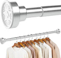 No Drilling Closet Rod, 27.5-94 Inches Hanging Closet Rod for Clothes, Closet Bar & Pole Heavy-duty, Closet Rods for Hanging Clothes For Closet Wardrobes Bathroom Laundry RV Curtains,Nickel