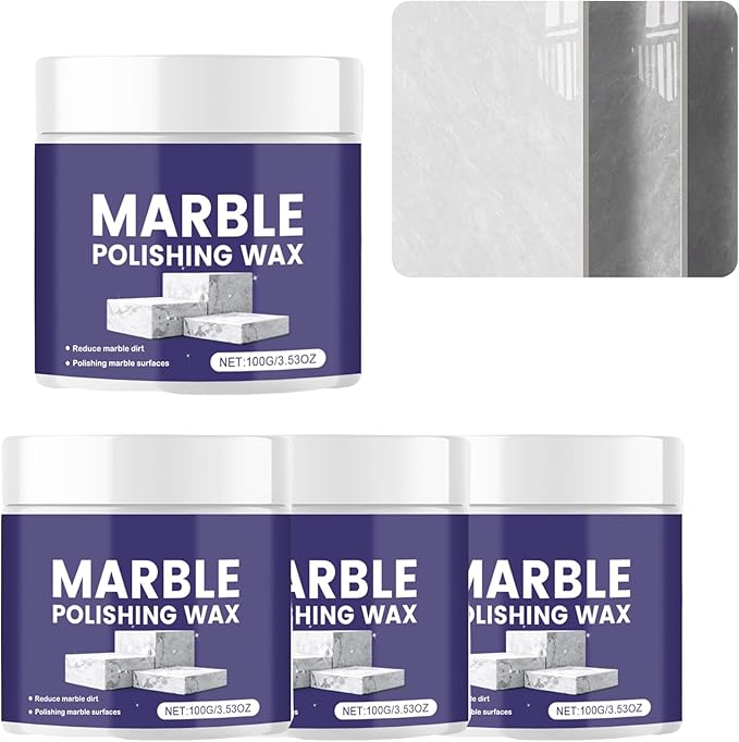 Marble Polishing Wax, Gentle Stone Polish Wax, Ceramic Tile Cleaner for Kitchen, Bathroom and Floors, Durable Shine, Smooth Finish, Marble Care and Protection, Easy to Apply (4Pcs)
