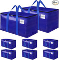 FabSpace Moving Storage Bags, Moving Supplies Packing Boxes for Moving, Camping, College Dorm Room Essentials for Girls, Blue Tote Bags, Heavy-Duty Storage Bins With Lids And Zippers, 76L 8Pack
