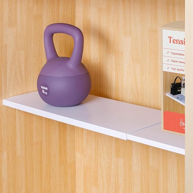Home in Bold Tension Rod Shelving Expandable Closet Tension Shelf Storage Rack - No Drill Cabinet Tension Rod Shelf for Closet No-Slip | Shelves for Cabinet (NO Screw Installation)