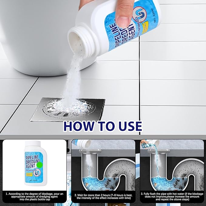 Pipeline Dredging Agent,Powerful Pipe Dredging Agent,Fast Foaming For Kitchen Toilet Pipeline Quick Cleaners,Unclog Toilet Clog And Kitchen Sink Pipe Unblocker Powder