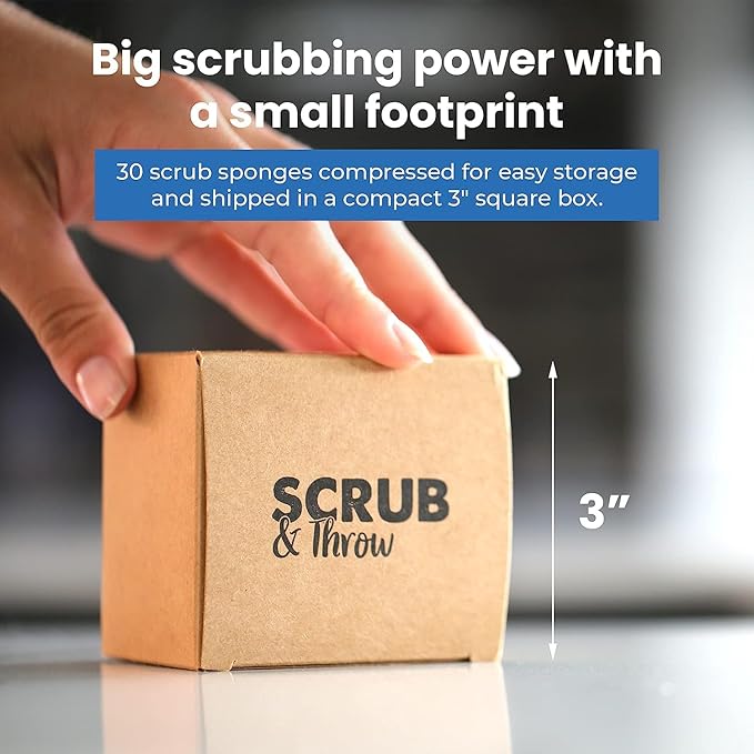 Scrub & Throw Scrub Sponges (30-Pack), Eco-Friendly, All-Purpose Household Natural Loofah Sponges, for Dishes, Cleaning, Biodegradable, Non-Scratch