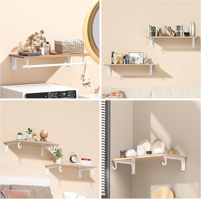 Closet Rod Support Bracket 12 inch WYGWP Heavy Duty Closet Shelves Brackets with Rod Shelving Supports 400lbs, Wall Mounted Shelf and Rod Holder for Armoire Wardrobe and Walk-in Closet Decor
