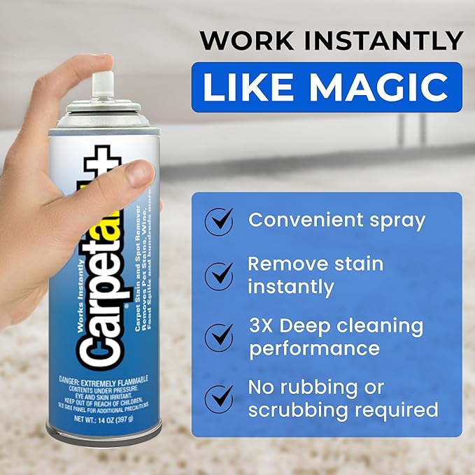 Carpet Aid Spot & Stain Remover, Removes Oil, Grease, Ink, Coffee, Pet Urine & Lipstick from Carpets, Rugs & Upholstery 10 Pk