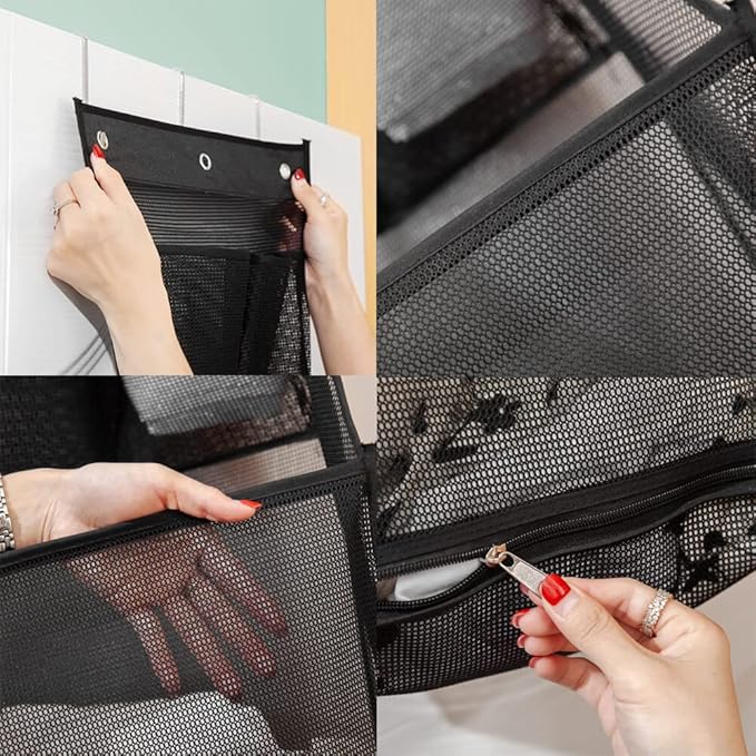 ALYER Multifunctional Over The Door Laundry Basket,Behind The Door Storage Organizer for Laundry,RV,Dorm,Bathroom,Bedroom,Pantry, Nursery,Kitchen,Black