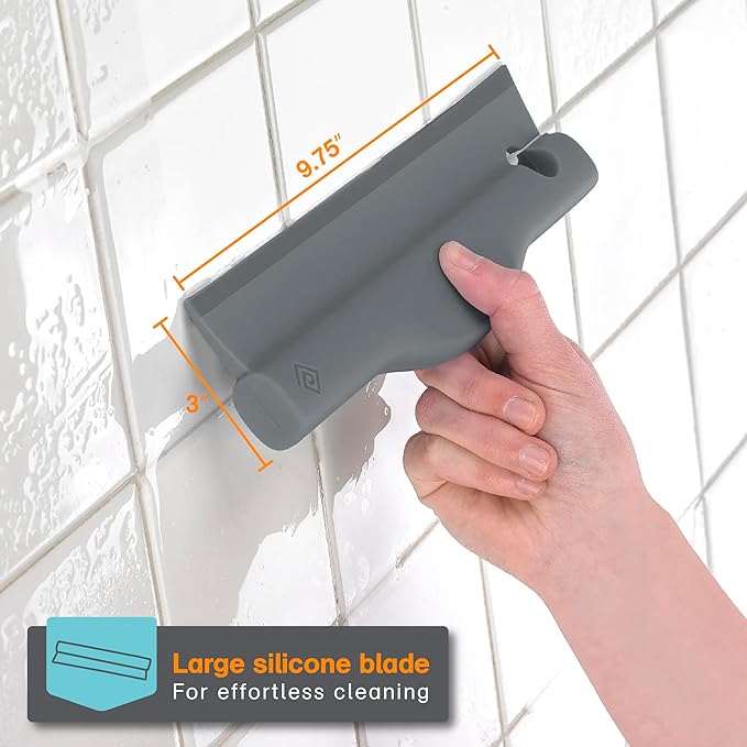 Polder Swipe Squeegee, Window Cleaner with Silicone Blade, Shower Squeegee with Flexible Handle, Ideal for Car, Kitchen, Bathroom, Shower Mirror, and More, Cleaning Supplies, Gray