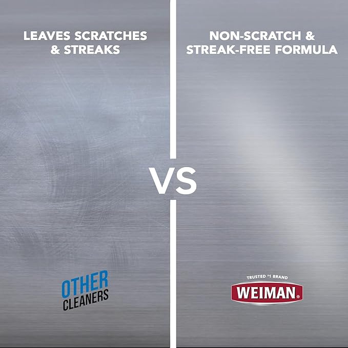 Weiman Stainless Steel Cleaner & Polish, Anti Fingerprint Spray Stainless Steel Cloth, Water Spots & Grease, No Streaks or Residue, Safe for Metal Polish, Chrome, Appliances, Fridge, Sinks & Grills