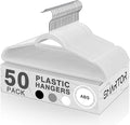 SMARTOR Plastic Hangers 50 Pack - Thin Clothes Hangers Heavy Duty | Durable | Lightweight | Space Saving | Slim | Flexible - Dorm Room Essentials for College Students - White
