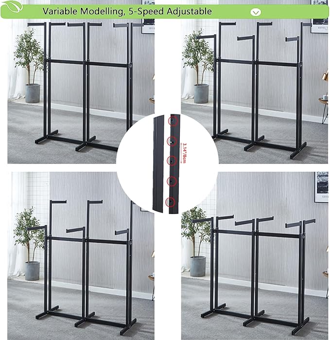 Floor Standing Metal Garment Rack - Heavy Retail Display Racks With Wheels, 8 Arms Clothing Rack, Square Tubing Portable Shirt Racks, Merchandise Display For Hanging Clothes (L-gold)