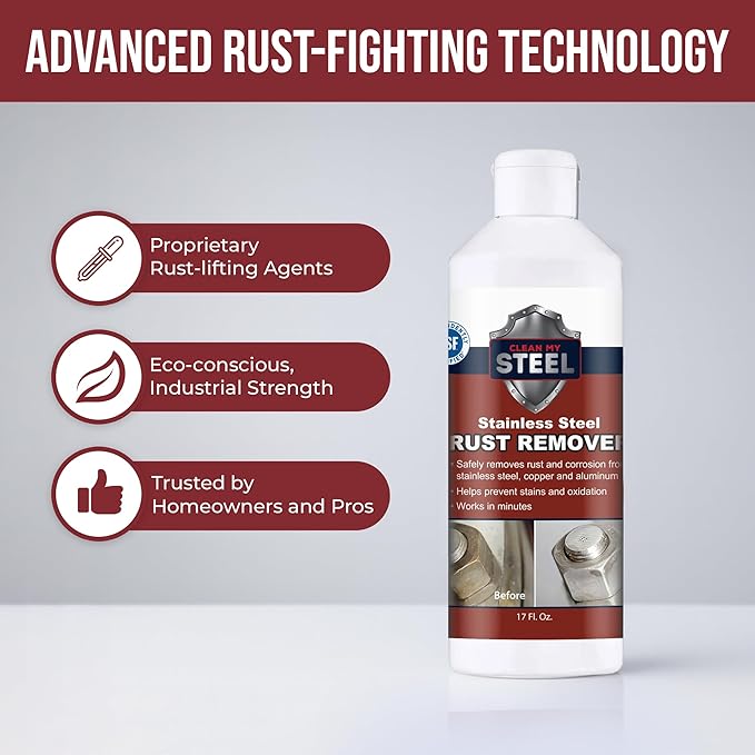 Innoshine B570 Stainless Steel Rust Remover and Stain Cleaner | NSF Approved | Non-Toxic & Food Safe | Quickly Cleans Commercial Equipment, Appliances, Grills, Sinks, and Tools - 1 liter