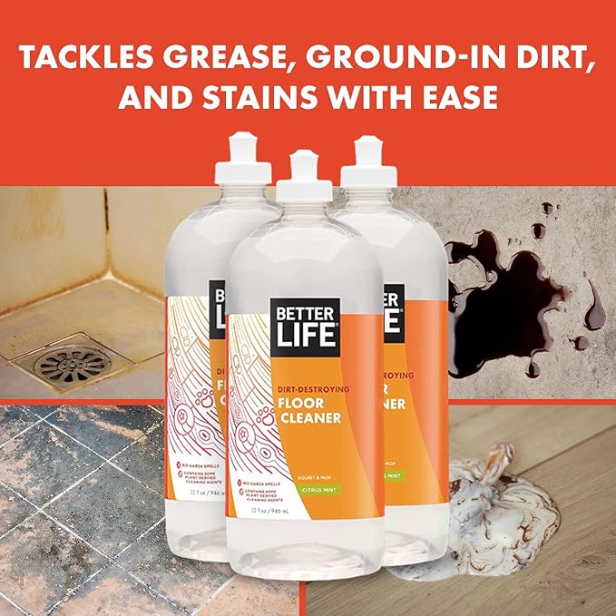 Better Life Floor Cleaner - Liquid Multipurpose Cleaner for Wood, Tile, Laminate, Vinyl, Bamboo - Hardwood Floor Cleaner for Mopping - Citrus Mint, 32 Fl Oz (Pack of 2)