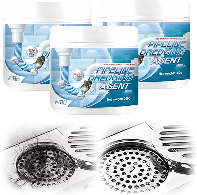 Powerful Pipe Dredging Agent, Sink Drain Cleaner for Kitchen Bathroom, Unclogging Solution for Pipes, Toilets & Showers (3)