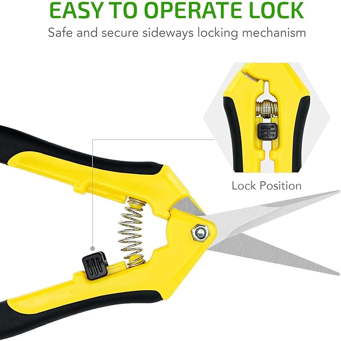 iPower 6.5 Inch Gardening Hand Pruner Pruning Shears Trimming Scissors with Straight Stainless Steel Blades for Bonsai, Herb, Bud, Hedge, 4-Pack, Yellow