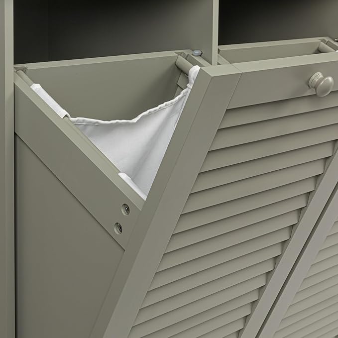 Household Essentials Tilt-out Cabinet Laundry Sorter with Shutter Front, Grey