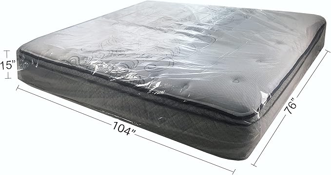 Uboxes King Mattress Poly Covers, 76 x 15 x 104 inch, 2 Count (Pack of 1), Clear