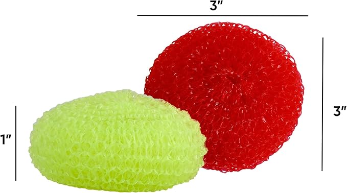 Nylon Scouring Pads-Dish Scrubber, for Dishes, Pots, and Stoves, Durable Mesh Scourers, for Tough Cleaning. Nylon Dish Scrubbers, Pack of 4, Assorted Colors, By Superio