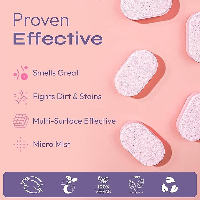 FOMIN Bathroom Cleaner Refill Tablets Magnolia Grapefruit - All-In-One Tablet Cleaner For Bathroom Cleaning - Bathroom Cleaner Solution for Spray Bottle (Extra - 02)