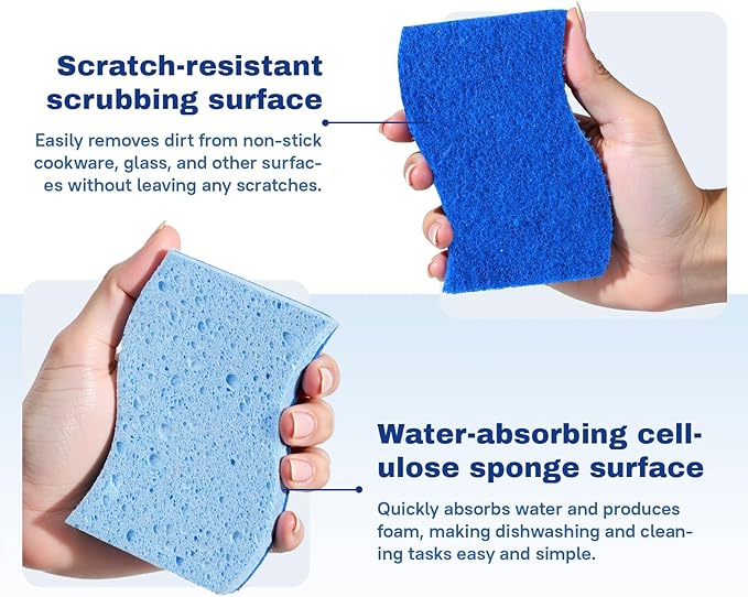 9 Pack Zero Scratch Scrub Sponges, Non-Scratch Dish Scrubbers for Nonstick Pans, Multi-Surface Safe Cleaning Sponges for Kitchen & Bathroom