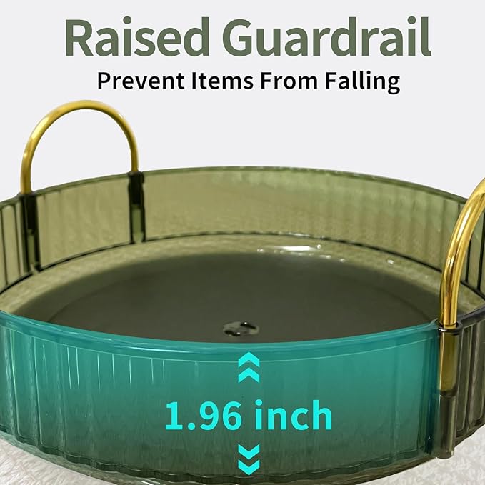 Asayuee 360 Rotating Makeup Organizer for Vanity,2 Tier Large Capacity Skincare Organizers,Bathroom Counter Organizer, Spinning Perfume Organizer & Vanity Organizer (Green-2 Tier)