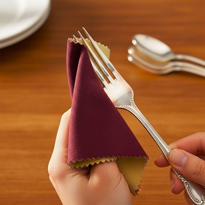 Cadie Silver Polishing Rouge Cloth - 100% Treated Reusable Cotton Jewelry Cleaning Cloth for Silver, Gold, Platinum & Silverware - Restore Shine, Remove Tarnish, 10 x 12 Inches, 2 Pack