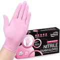 Nitrile Disposable Gloves - Medical Exam Gloves, Latex-Free, Pink, Powder-Free, 50-ct Box (XL)