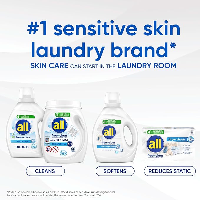 all Liquid Fabric Softener, Free Clear, 34 fluid Ounces