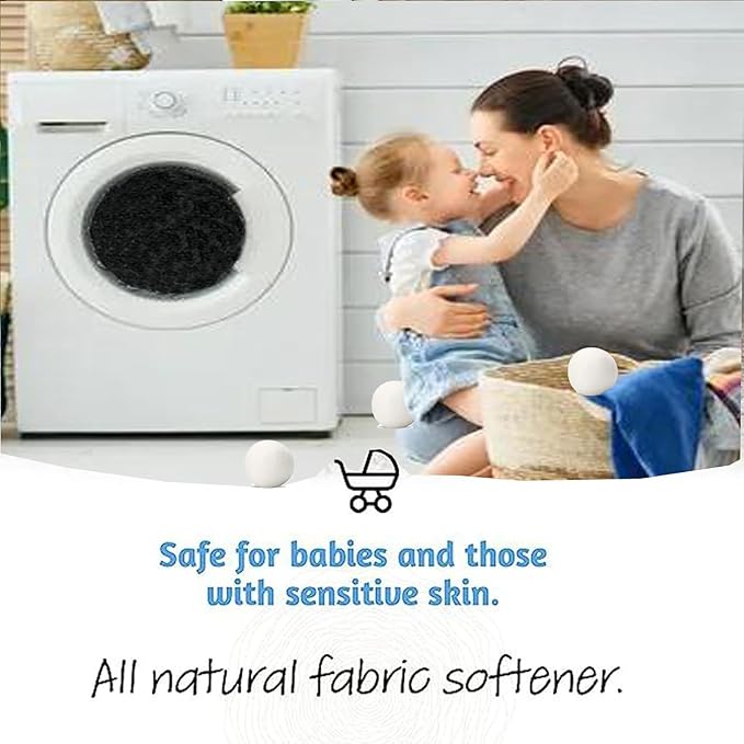 Wool Dryer Balls Laundry Reusable Wool Balls for Dryer Organic Premium New Zealand Wool Natural Fabric Softener Reduce Clothing Wrinkles Drying Clothes Faster Eco-Friendly 6 Pack XL
