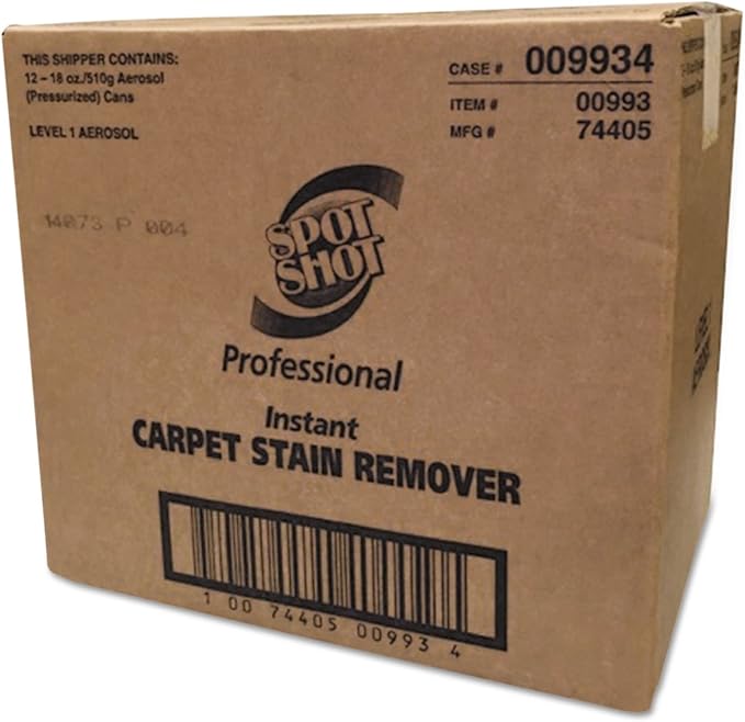Spot Shot Professional Instant Carpet Stain Remover No-Scrub Aerosol, 18 OZ [12-Pack]