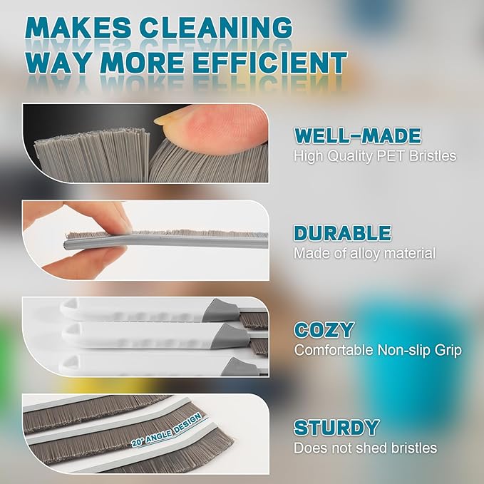 Thin Cleaning Brush Set - Gap Cleaning Tools, Multi-Purpose Hard Bristle Grout Scrub Brushes & Grout Cleaner Brush for Deep Scrubbing in Kitchen, Bathroom, Toilet, Sink Gap