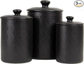 10 Strawberry Street Embossed Marquis Ceramic Kitchen Canister Set, Set of 3, Matte Black