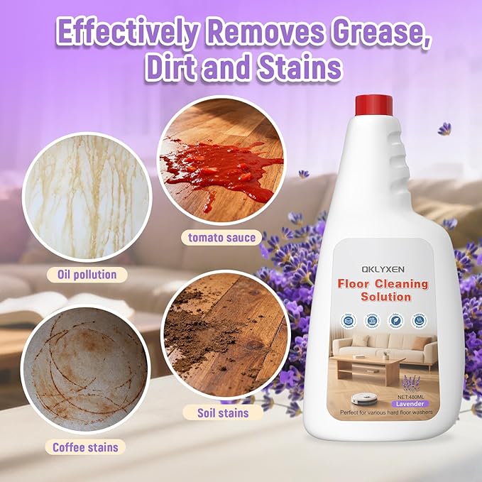 Floor Cleaning Solution Compatible with Roborock Robot Vacuum (Q5/Q7/Q8/Q10/S7/S8/Saros 10R/F25/Qrevo), Floor Cleaner for All Robot Vacuums & Cordless Wet Dry Vacuum with Mopping