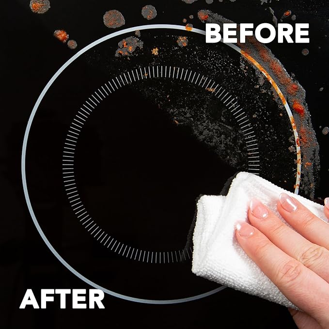 Weiman 22 Fl Oz Cooktop Cleaning Spray & Microfiber Cloth – Cooktop & Oven Cleaner for Streak & Residue Free - Non-Abrasive Degreaser Safe for Glass & Ceramic