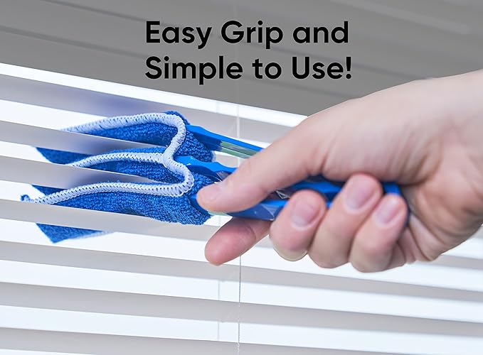 Blind Cleaner Duster Tool, Fan Blade Cleaner, Air Duct Cleaning Tools, Blue Window Blinds Cleaner with Microfiber Sleeve for Fans, Window Blinds, Vents, Shutters…(3 Pack -Superio)