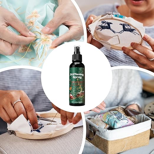 Fabric Stiffener Spray, 120ml Starch Stiffen Quick Fabric Spray for Stiffening with Easy Application for Lace, Wool, Clothes, Felt, Crochet, Holiday Decoration