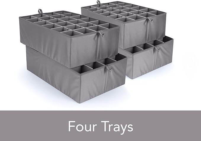 Covermates Keepsakes - Adjustable Zip-Top Storage Box - Configurable FlexGrid Compartments - Heavy Duty Polyester- Reinforced Handles - Stackable Design - Indoor Storage, Brown Heather
