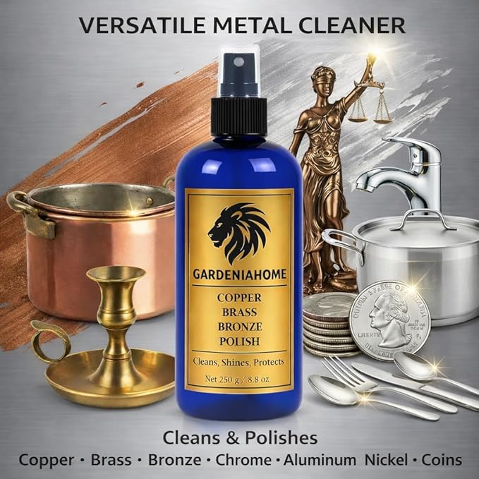 Copper Brass Bronze Chrome Aluminum Metal Polish Paste - Restores Shine - Decorative Surface Care - Fixtures Hardware Accessories - 8.8 oz