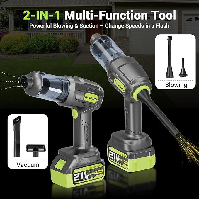 Cordless Car Vacuum Cleaner, 36000PA High Power Suction, 120W Portable Handheld Vacuum with 2×3.0Ah Batteries, Multi-Nozzle Air Duster for Car, Home, Office, Pet Hair (Black)