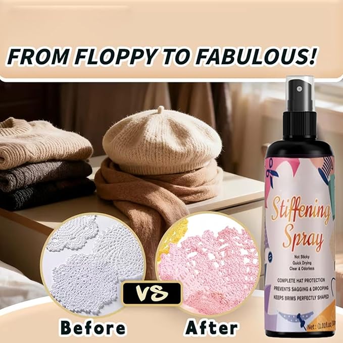 Fabric Stiffener, Stiffen Quick Fabric Spray, 100ml Quick Drying Hardener, Felt Hat Stiffener, For Lace Wool Felt Crochet Craft Projects Holiday Decorations