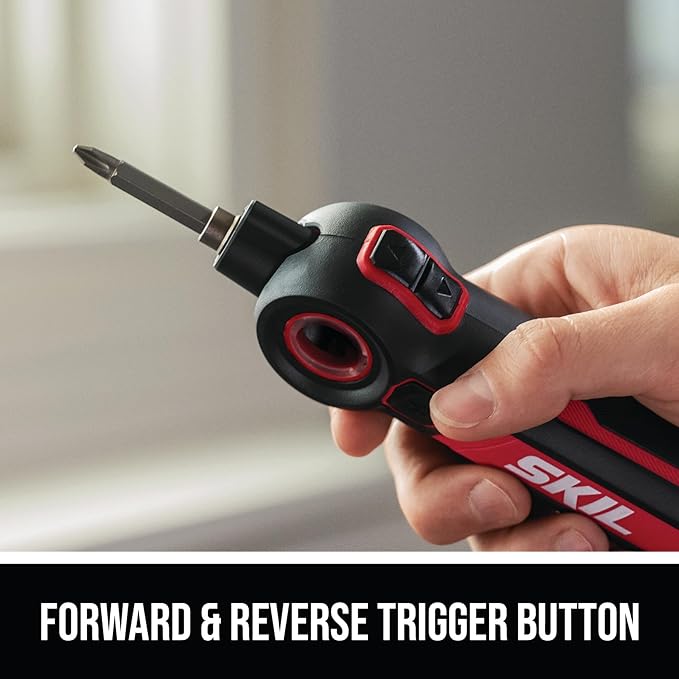 SKIL Twist 2.0 Rechargeable 4V Screwdriver with Pivoting Head, Torque Setting, USB-C Charging Cable, 28 PC Bit Set & Carrying Case- SD5619-02