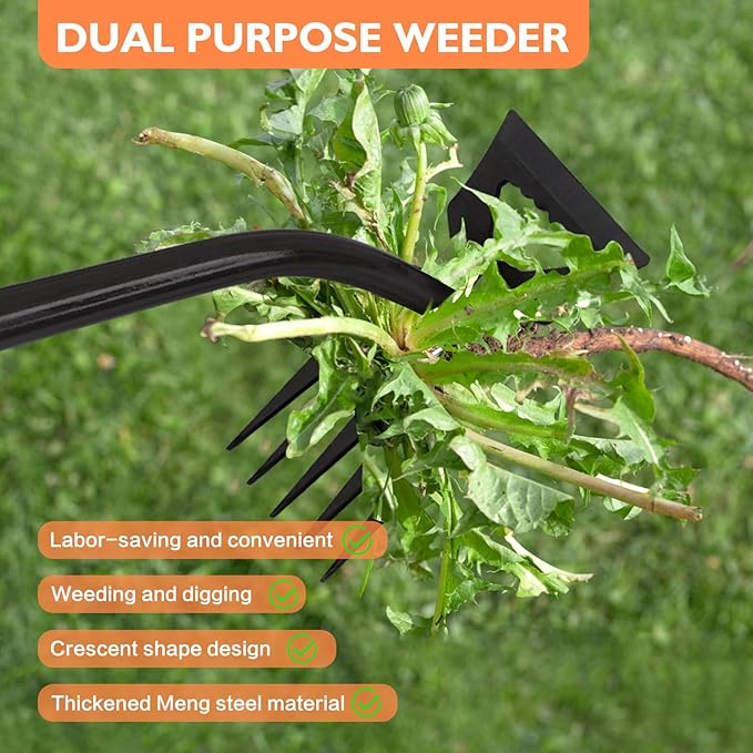 2025 New Weed Remover Tool, Multifunctional Hand Weeder Tool, Portable Garden Weeding Tools, Weeding Artifact Uprooting Weeding Tool for Yard and Garden (11 Tines)