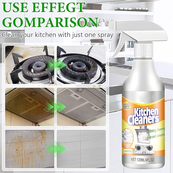 Kitchen Foam Cleaner,Stubborn Stains Cleaner,Powerful Clean Kitchen Oil Stains,All Purpose Cleaner,For Range Hood,Oven,Pots, etc（2PCS