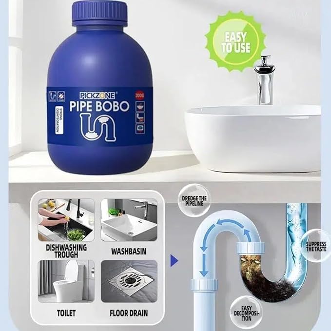 Sink and Drain Cleaner Powder - Drain Clog Remover, Pipe Bobo D-rain Cleaner for Kitchen Bathroom Tubs and Showers, Powerful Unclogging Improve Water Flow (3 Bottle, Fl Oz, 40.2)